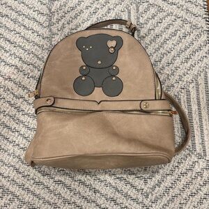 Chic Tan Backpack with Bear Design